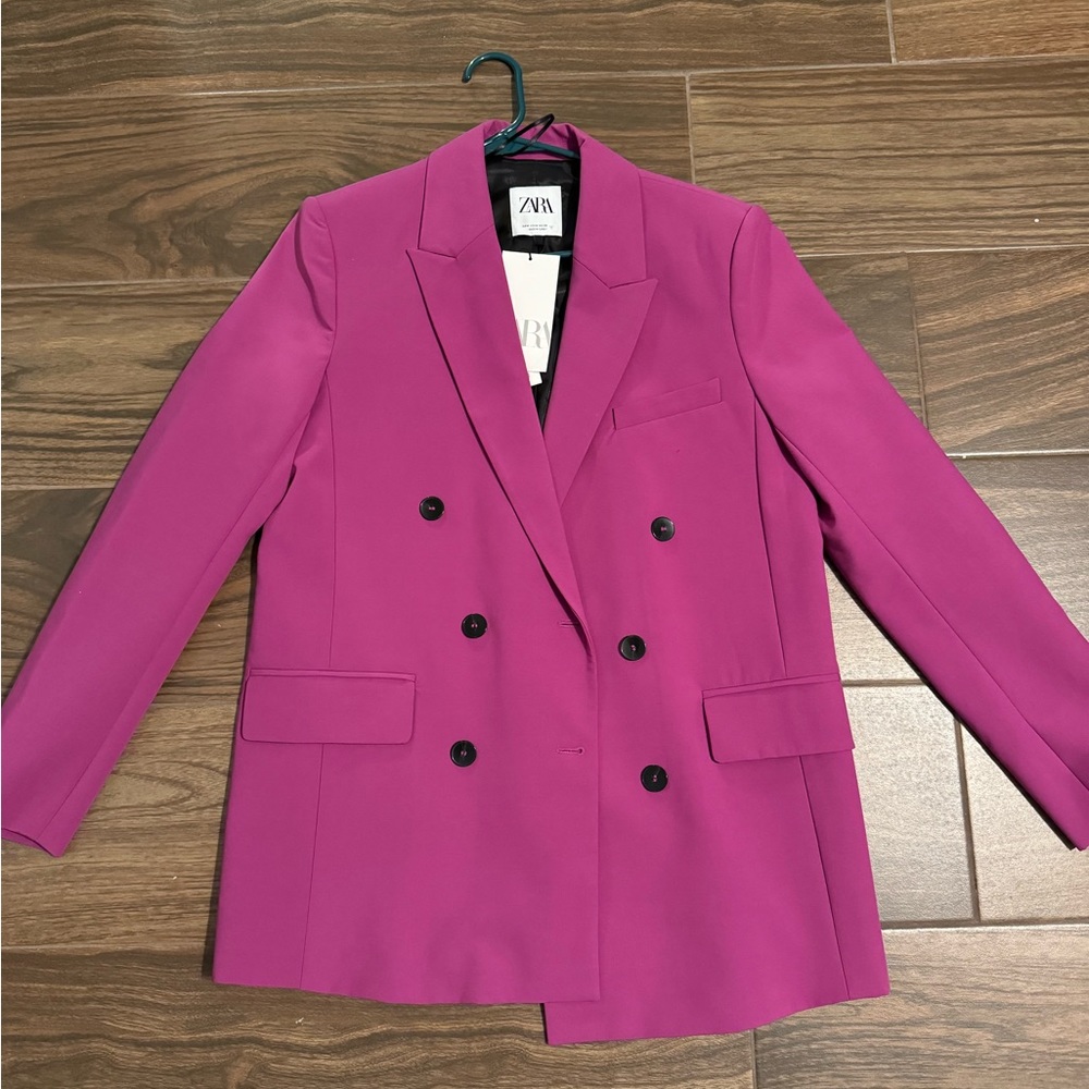 Zara Pink Double-Breasted Blazer